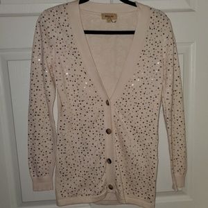 Beulah brand new taupe sequin cardigan MED